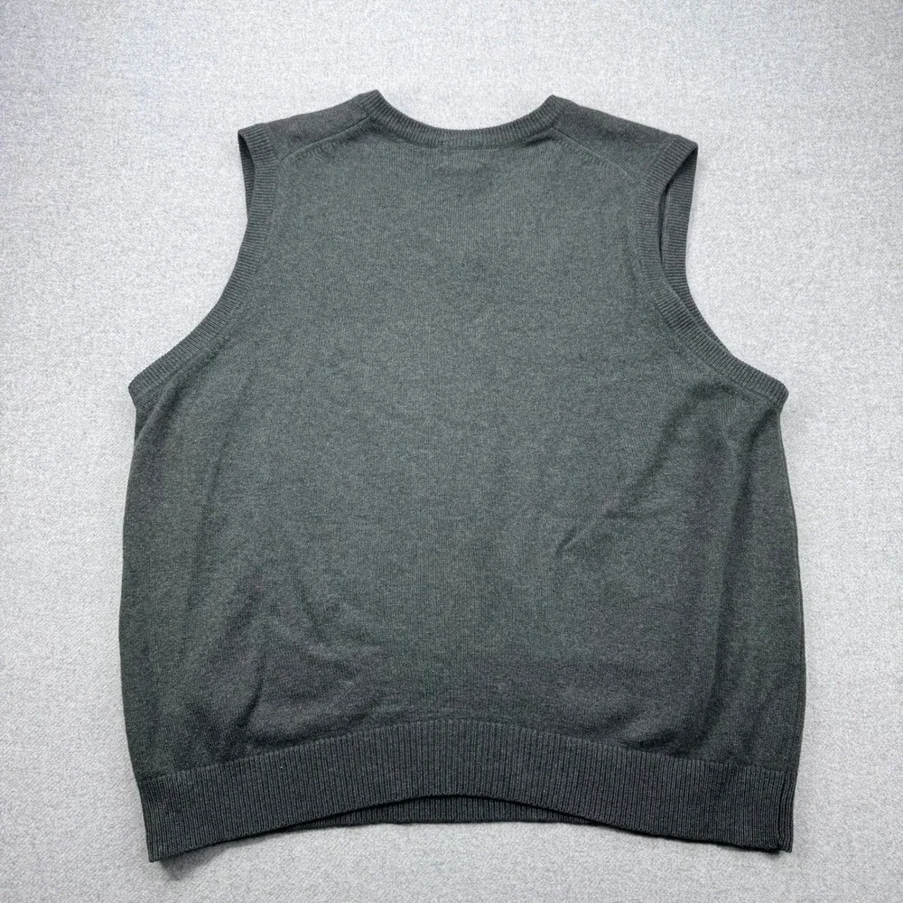 LL Bean‎ 100% Lambswool Sweater Vest Mens Large Gray V Neck Classic Knitwear